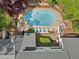 Aerial view of a home with pool and lush foliage at 357 Breeze Hill Ln, Canton, GA 30114