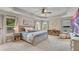 Spacious main bedroom features large windows, tray ceiling, and ceiling fan at 4285 Hunters Walk Way, Cumming, GA 30028