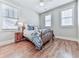 Cozy bedroom with hardwood floors, two large windows, and a comfortable bed at 1110 Parkview Se Pl, Smyrna, GA 30080