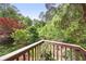 Backyard view with lush greenery and mature trees, from elevated outdoor area at 10540 Waters Ridge Dr, Alpharetta, GA 30022