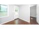 Back door in mudroom with hardwood floors and gray walls at 2607 Jefferson Ter, Atlanta, GA 30344