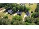 Aerial view of three homes each with green yards, connected by roads and surrounded by lush forests at 65 Ashland Farm Rd, Oxford, GA 30054
