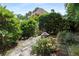 Secluded backyard with stone path, lush greenery, and cozy fire pit area at 1077 Shady Valley Ne Pl, Atlanta, GA 30324