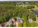 A captivating aerial view highlighting lush greenery, a community pool, and neighborhood tennis courts at 679 Gold Valley Pass, Canton, GA 30114