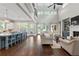 Open-concept living area with high ceilings, abundant natural light, and seamless flow to the kitchen and outdoor spaces at 23 Long Island Pl, Sandy Springs, GA 30328