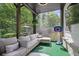 Inviting screened patio with comfortable seating, outdoor TV, and fun basketball hoop for recreation at 572 Cresentry Brk, Smyrna, GA 30082