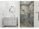 Modern bathroom with tiled shower and updated vanity at 2410 Bankstone Sw Dr, Marietta, GA 30064