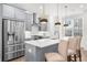 Contemporary kitchen with stainless steel appliances, pendant lights, and a functional island at 3239 Bartee Walk, Suwanee, GA 30024