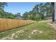 Spacious backyard with a new fence, and established grass, surrounded by mature trees at 2740 Drew Valley Ne Rd, Brookhaven, GA 30319