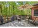 Outdoor wooden deck surrounded by lush greenery, perfect for relaxing or entertaining at 318 Dogwood Trce, Mcdonough, GA 30252