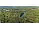 Aerial view of a lush green forest with a river running through it at 1440 Water View Ln, Suwanee, GA 30024