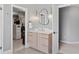 Stylish bathroom showcasing a chic vanity with modern mirrors, complemented by elegant light fixtures and neutral decor at 1440 Water View Ln, Suwanee, GA 30024