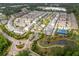 Aerial view of the residential neighborhood showcasing landscaping, amenities, and winding streets at 10200 Windalier Way, Roswell, GA 30076