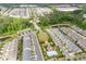Aerial view of a neighborhood featuring a community pool and green spaces at 10200 Windalier Way, Roswell, GA 30076