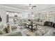 Open-concept living room with kitchen in the background, featuring neutral furniture at 5180 Mirror Lake Dr, Cumming, GA 30028