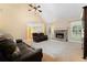 Cozy living room featuring a stone fireplace, plush seating, and ample natural light at 4572 Mulberry Fields Ln, Auburn, GA 30011
