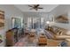 Inviting living room with plush seating, wood floors, and sliding door to balcony at 200 River Vista Dr # 436, Atlanta, GA 30339