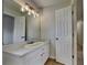 Bathroom featuring a spacious vanity, modern lighting, and a neutral color scheme at 64 Dogwood Rdg, Hampton, GA 30228
