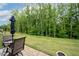Beautiful backyard features a lush green lawn and mature trees, creating a serene and private outdoor space at 109 Aspen Way, Dallas, GA 30157