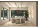 Bright dining area with modern lighting, comfortable seating, and large windows with outdoor views at 250 Mayfield Rd, Alpharetta, GA 30009