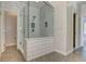 Shower stall featuring white subway tile surround with glass door at 3348 Perrington Pointe, Marietta, GA 30066