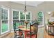 Cozy dining area featuring hardwood floors, large windows and a round table with seating for four at 9900 Hunt Club Way, Johns Creek, GA 30022