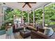 Cozy screened porch featuring comfortable seating and views of the surrounding landscape at 1518 Rochelle Dr, Atlanta, GA 30338