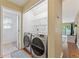 Convenient laundry area equipped with a modern washer and dryer, optimizing space and efficiency at 171 Nacoochee Way, Canton, GA 30114