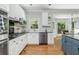 Modern kitchen boasts stainless steel appliances, white cabinets, and stylish backsplash, great for cooking and entertaining at 725 Eider Down Ct, Alpharetta, GA 30022