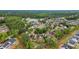 Beautiful aerial view of a neighborhood with mature trees and green space surrounding well-maintained homes at 2490 Hillandale Cir, Cumming, GA 30041
