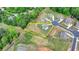 Aerial shot of property lines encompassing a home with ample yard space in a Gathering-friendly neighborhood cul-de-sac at 3985 Foxdale Ln, Cumming, GA 30028