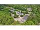 An aerial view displays a suburban neighborhood nestled among green trees at 3800 Market Walk, Clarkston, GA 30021