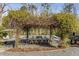 Outdoor dining area under a vine-covered pergola, adjacent to a refreshing swimming pool at 2109 Rugby Ave, Atlanta, GA 30337