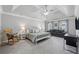 Tranquil main bedroom with vaulted ceilings, soft lighting, and comfortable furnishings at 320 Rossiter Rdg, Alpharetta, GA 30022