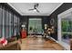 Stylish home office with dark walls, wood floors, and large windows at 448 Marston Pass, Acworth, GA 30102