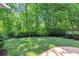 Picturesque backyard featuring a well-manicured lawn and established landscaping at 338 Santa Anita Ave, Woodstock, GA 30189