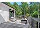 Exterior deck features modern seating and a stylish rug, surrounded by lush greenery at 507 Karen Ln, Woodstock, GA 30188