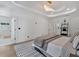 Spacious main bedroom showcasing recessed lights, access to the bathroom, and contemporary decor at 507 Karen Ln, Woodstock, GA 30188