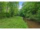 Scenic stream with grassy banks and surrounding trees, adding to the property's natural beauty at 1101 N Flat Rock Rd, Douglasville, GA 30134