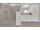 Bathroom showcasing the walk-in shower, vanity, and tile floors at 319 Parkside Meadow Dr, Marietta, GA 30064