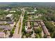 Aerial view of townhomes and surrounding area featuring beautiful landscaping and roadways at 2020 Jardin Ct, Alpharetta, GA 30022
