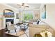 Bright living room with a fireplace, large sectional sofa, and dark hardwood floors at 2020 Jardin Ct # 1, Alpharetta, GA 30022