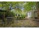 Private backyard with stone patio and lush landscaping at 615 Sycamore Dr, Decatur, GA 30030