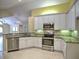 Modern kitchen featuring stainless steel appliances, granite countertops, and white cabinets at 106 Vintage Club Cir, Marietta, GA 30066