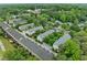 Aerial view of residential neighborhood with mature trees and well-maintained townhomes at 3231 Chutney Ct, Avondale Estates, GA 30002