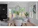 Dining area featuring contemporary lighting, seating, and a view of the backyard at 88 Cleveland Unit B Se St, Atlanta, GA 30316