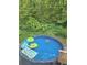 Above ground pool surrounded by a beautiful backyard, perfect for hot summer days at 204 Queensbury Ct, Acworth, GA 30102