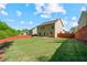 Spacious backyard with lush grass, complete with a partial wooden fence, offering privacy at 4830 Frontier Dr, Cumming, GA 30028