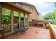 Back porch with wood flooring, dining set, and glass sliding doors overlooking backyard at 140 N Star Sw Trl, Atlanta, GA 30331