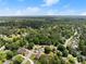 This captivating aerial shot showcases a peaceful neighborhood with mature trees, green lawns, and a community pool at 2979 Overwood Sw Ln, Snellville, GA 30078